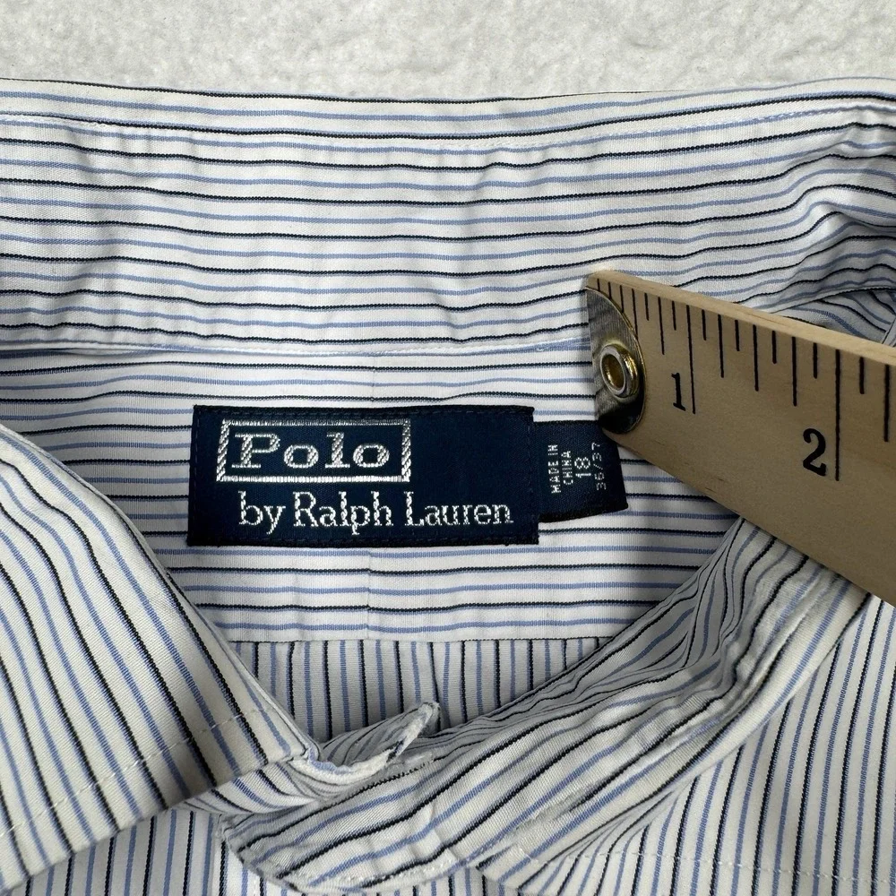 Polo Ralph Lauren Shirt Button‎ Up Preppy Blue Striped Men's 2XL (18 36/37)